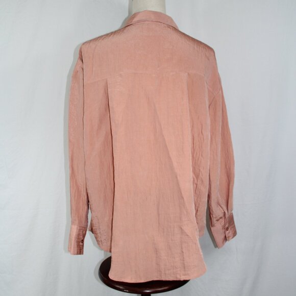 House Of Harlow 1960 Long Sleeve Button Down Shirt In Pale Peach Size M - Picture 9 of 12